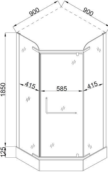 Душова кабіна пятикутна RABA L90TB (L90BT) BRAVO (2уп.) 26940 фото