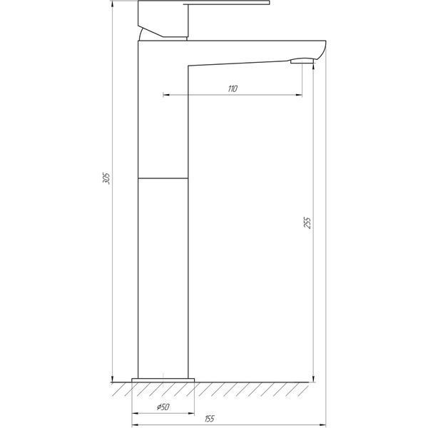 Змішувач для умивальника TOPAZ BARTS TB 07203-H36 високий H-305мм ,на гайці,шланги TAQ-M1055,D35 13599 фото