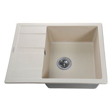 Гранітна мийка Globus Lux ONE слонова кiстка 650х500 21067 фото