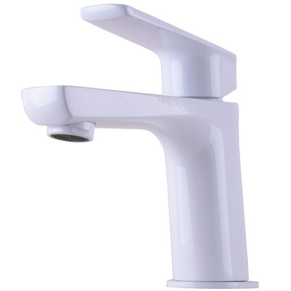 Змішувач для умивальника TOPAZ LEXI TL 21201-H57-W на гайці, Білий глянець ,шланги TAQ-M1055,D25 20157 фото