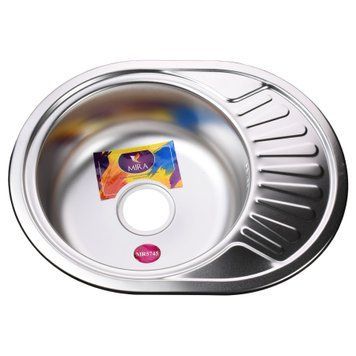Мийка кухонна врiзна кругла з полицею 570х450х180 Satin MR 5745 E Mira 14453 фото