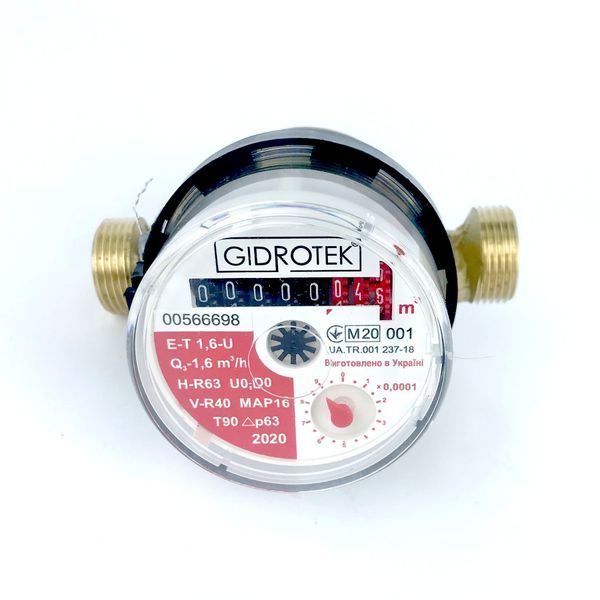 Лічильник гарячої води Gidrotek E-T 1,6U 1/2&Prime; зі штуцером (110мм) 3371 фото