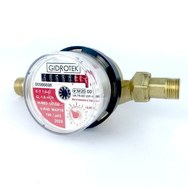 Лічильник гарячої води Gidrotek E-T 1,6U 1/2&Prime; зі штуцером (110мм) 3371 фото
