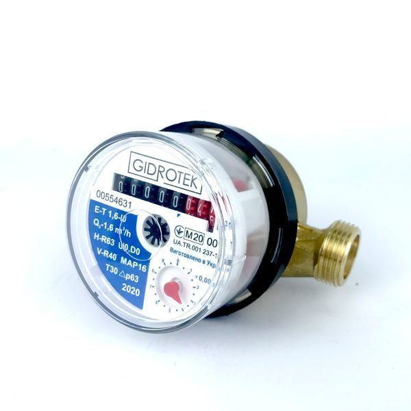Лічильник холодної води Gidrotek E-T 1,6U 1/2&Prime; зі штуцером (110мм) 3372 фото