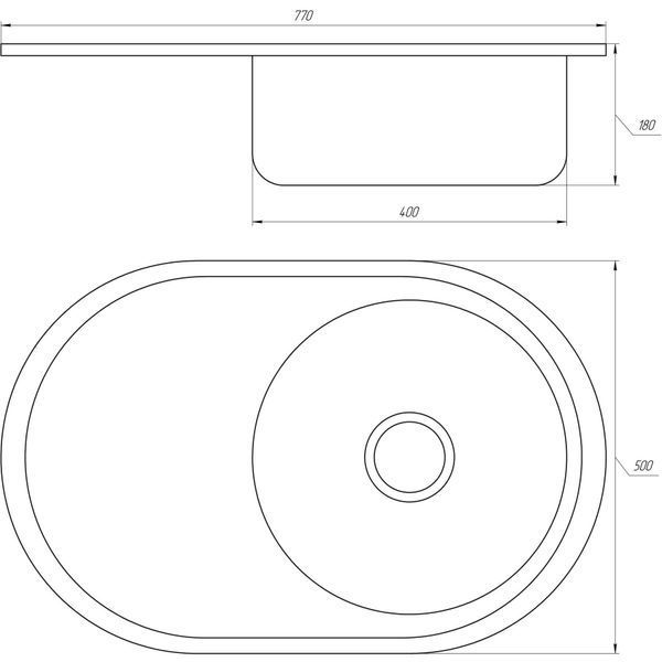 Мийка кухонна врiзна кругла з полицею 770х500х180 Satin MR 7750 E Mira 14456 фото