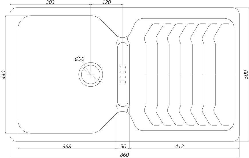 Гранітна мийка Globus Lux BOREN коричневий 860x500мм-А0006 10599 фото