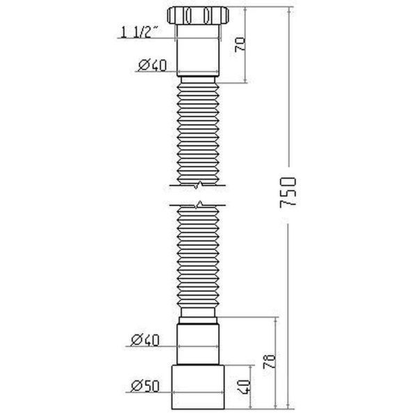 Гнучка труба Waterstal АС-1013 1 1/2&Prime;х40/50 з гайкою, 750мм 13274 фото