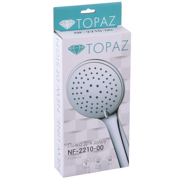 Душова лійка Topaz NF-2210-00 хром, пласт. 3-позиційна 27025 фото