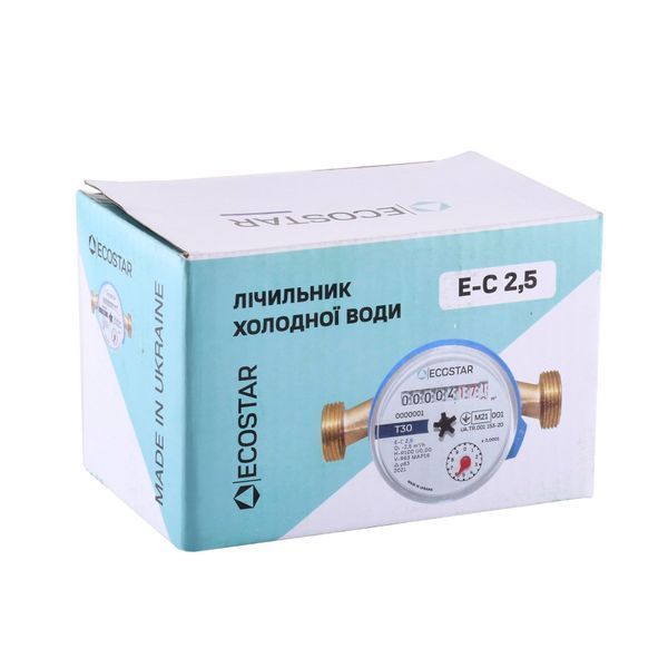 Лічильник холодної води ECOSTAR DN15 1/2&Prime; без штуцера L110 E-C 2,5 23020 фото