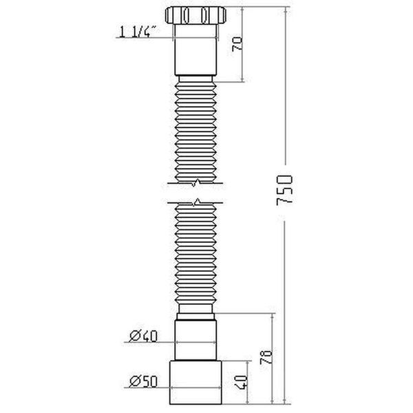 Гнучка труба Waterstal АС-1015 1 1/4&Prime;х40/50 з гайкою, 750мм 13276 фото