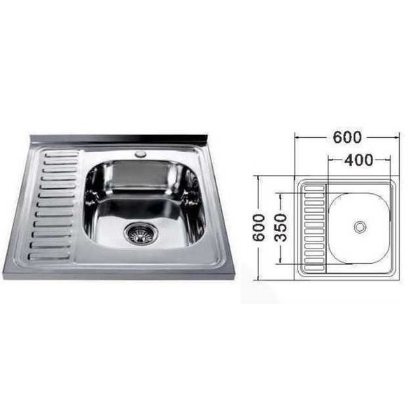 Мийка кухонна накладна прямокутна 600х600х180 Satin Right MR 6060 R E Mira 14471 фото