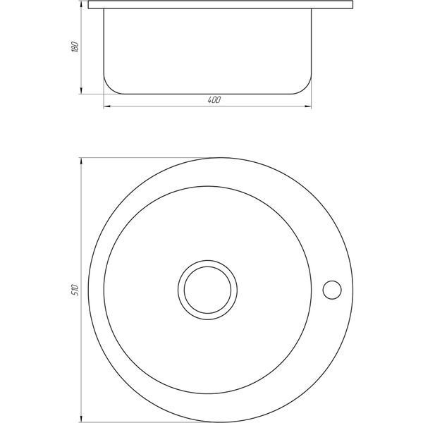 Мийка кухонна врiзна кругла 510х160 Satin MR 510 E 0,6 mm Mira 21109 фото