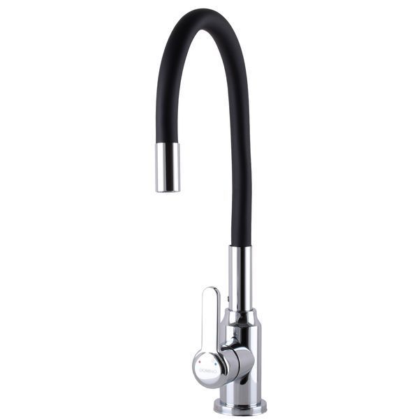 Змішувач для кухні DOMINO ELLIPSE DCC-203L-BLACK гофровилив Чорний,,На Гайці 25128 фото