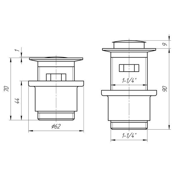 Донний клапан Globus Lux HG-041S-S- BR (Click-clack) Стального кольору 23159 фото