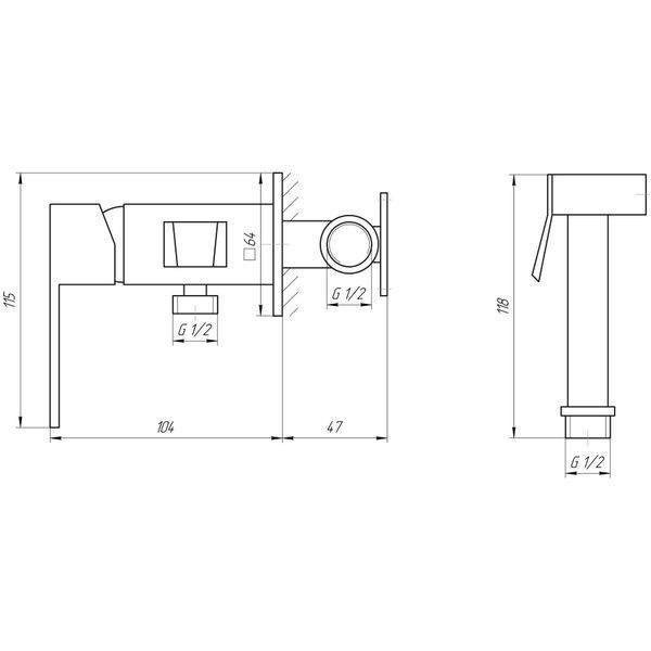 Змішувач гігієнічний TOPAZ LEXI TL 21106-H57-BL 20990 фото