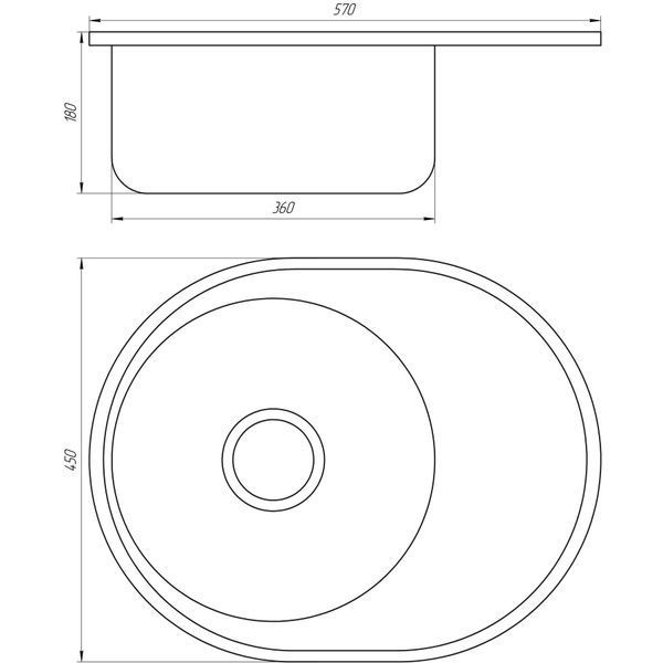 Мийка кухонна врiзна кругла 570х450х160 Satin MR 5745 E 0,6 mm Mira 21110 фото