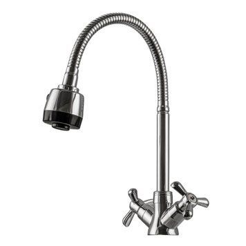 Змішувач для кухні DOMINO DK-H1-2N-103MA Chrom хрест кераміка,с гофровиливом 17654 фото