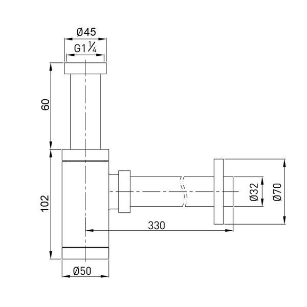 Сифон для раковин циліндричний Globus Lux GS-32-105-00 27620 фото
