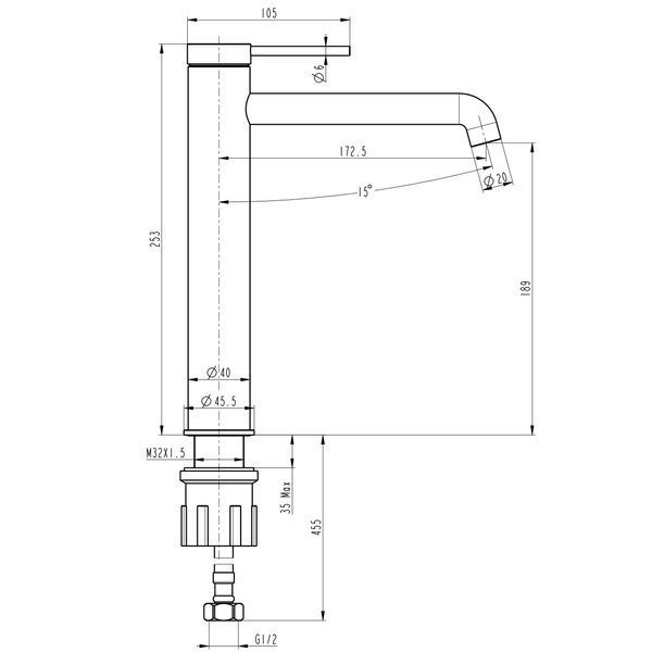 Змішувач для умивальника TOPAZ LOFT TLF 32203-H75-C, Шланги TAQ-M0855 28880 фото