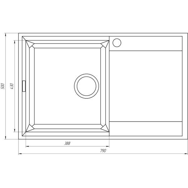 Гранітна мийка Globus Lux KOMO мигдаль 790х500мм-А0008 21037 фото