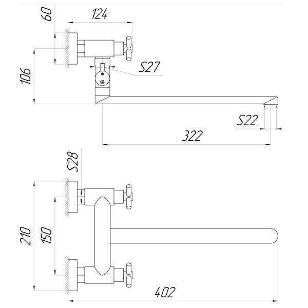 Змішувач для ванни Globus Lux DUKAT SD4-108 22967 фото